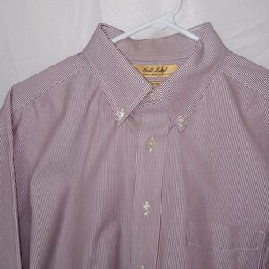 Roundtree & Yorke Gold Label Cotton 80s Non-Iron Pinpoint Shirt 16.5-33 Striped